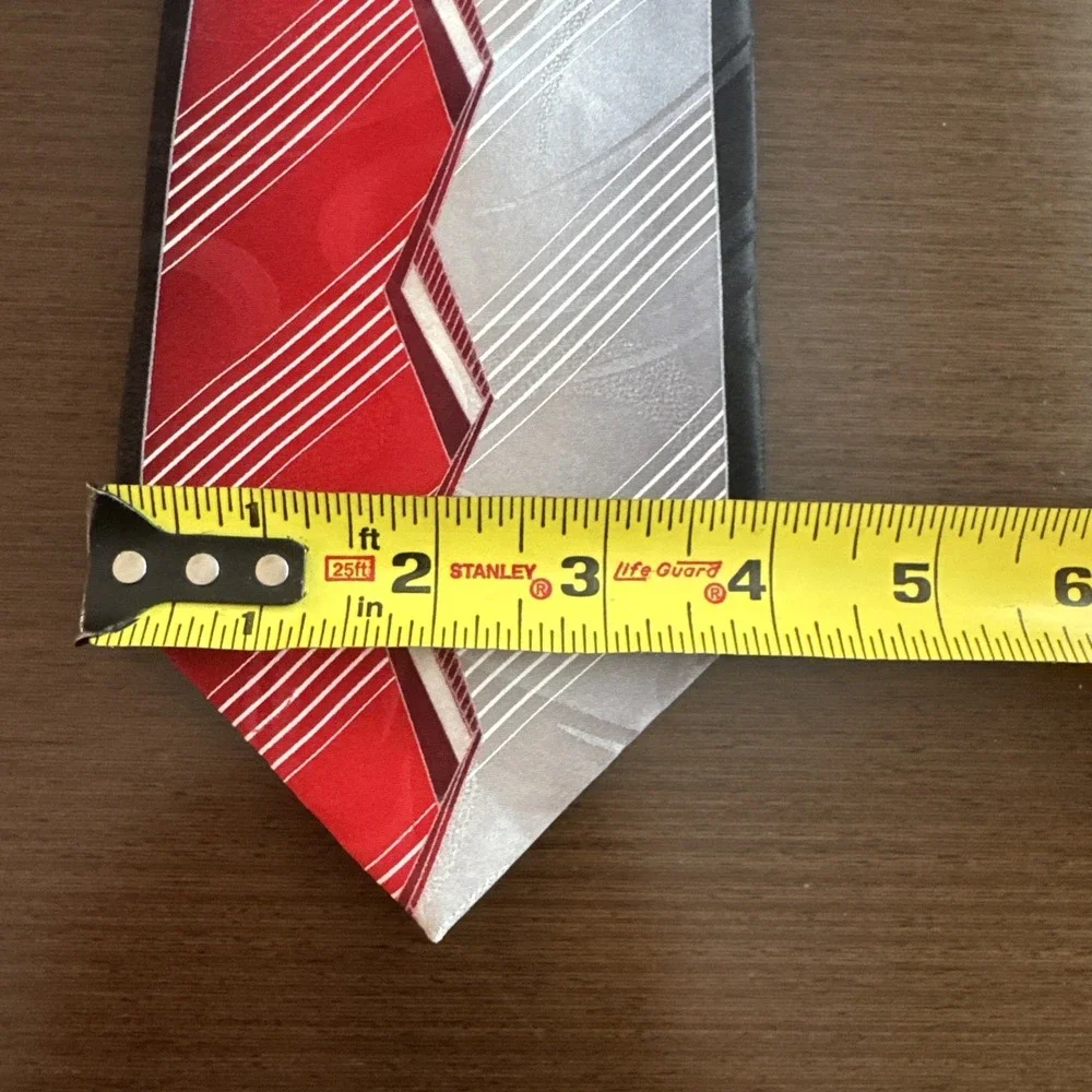 Giorgio Rossini Silk Geometric Diagonal Stripes Tie Red/Gray 58